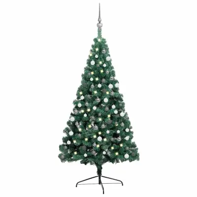 vidaXL Umetna osvetljena novoletna jelka z bunkicami zelena 120 cm