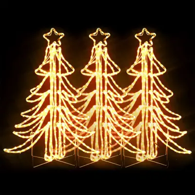 vidaXL LED zložljiva novoletna jelka 3 kosi toplo bela 87x87x93 cm