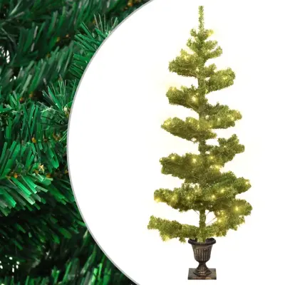 vidaXL Umetna osvetljena novoletna jelka z loncem zelena 120 cm
