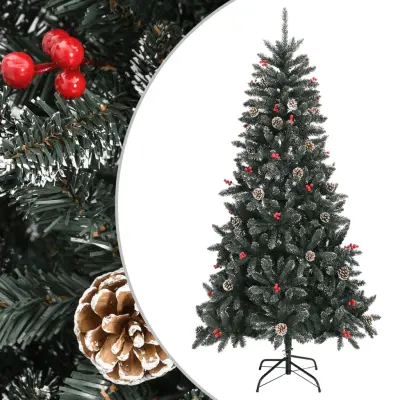 vidaXL Umetna novoletna jelka s stojalom zelena 210 cm PVC