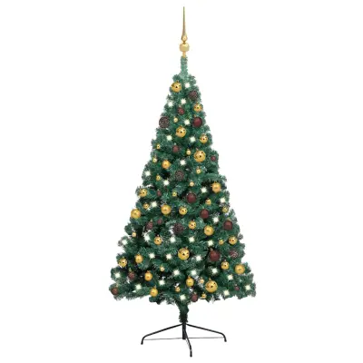 vidaXL Umetna osvetljena novoletna jelka z bunkicami zelena 120 cm