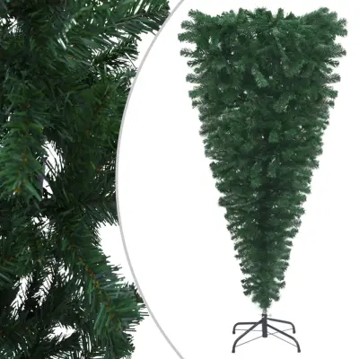 Obrnjena umetna novoletna jelka s stojalom zelena 240 cm