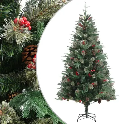 vidaXL Novoletna jelka s storži zelena 195 cm PVC in PE