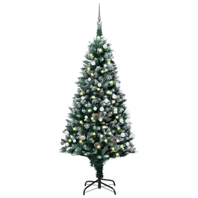Umetna novoletna jelka z LED lučkami, bučkami in storži 180 cm
