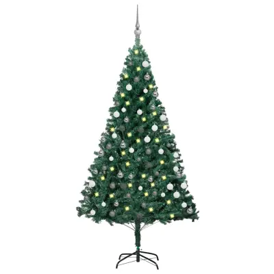 vidaXL Umetna osvetljena novoletna jelka z bunkicami zelena 120 cm PVC
