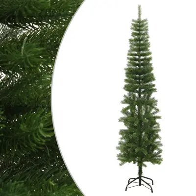 vidaXL Ozka umetna novoletna jelka s stojalom 240 cm PE