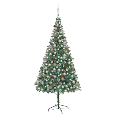 Umetna novoletna jelka z LED lučkami, bučkami in storži 210 cm