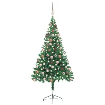 Umetna novoletna jelka z LED lučkami in bučkami 150 cm 380 vej