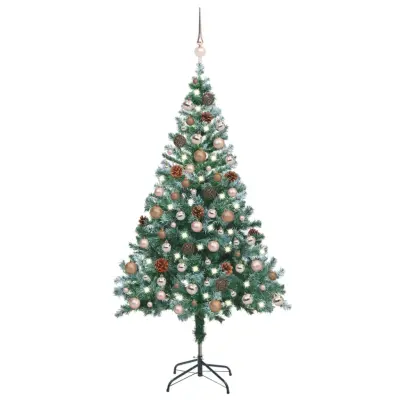 Novoletna jelka z LED lučkami, bučkami in storži 150 cm