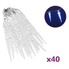 vidaXL Novoletne lučke ledene sveče 40 kosov modre iz akrila