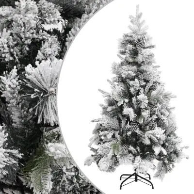 vidaXL Novoletna jelka s snegom in storži 195 cm PVC in PE