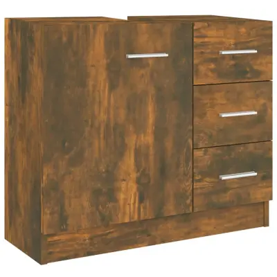 vidaXL Omarica za umivalnik dimljen hrast 63x30x54 cm inženirski les