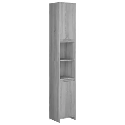 vidaXL Kopalniška omarica siva sonoma 30x30x183,5 cm konstruiran les