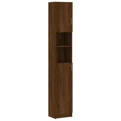 vidaXL Kopalniška omarica rjav hrast 32x25,5x190 cm konstruiran les