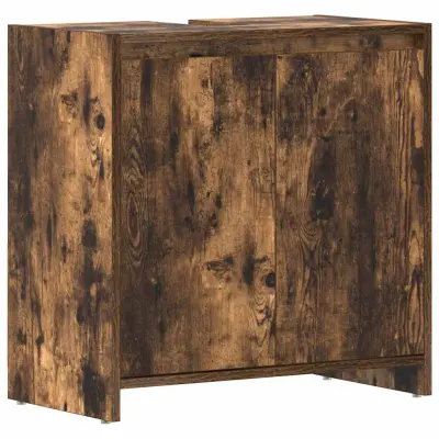 vidaXL Kopalniška omarica dimljeni hrast 60x33x61 cm inženirski les