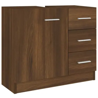 vidaXL Omarica za umivalnik rjav hrast 63x30x54 cm inženirski les