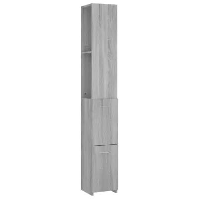 vidaXL Kopalniška omarica siva sonoma 25x26,5x170 cm inženirski les