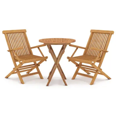 vidaXL Vrtna jedilna garnitura 3-delna trdna tikovina