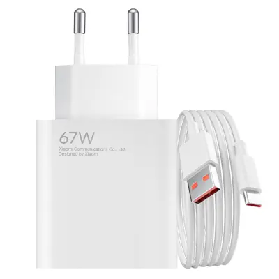 Originalni polnilnik Xiaomi USB 67 W, priložen kabel USB na USB-C - bel