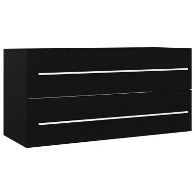 vidaXL Omarica za umivalnik črna 100x38,5x48 cm inženirski les
