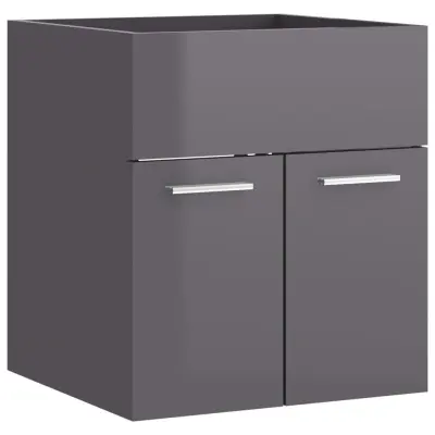 vidaXL Omarica za umivalnik visok sijaj siva 41x38,5x46 cm