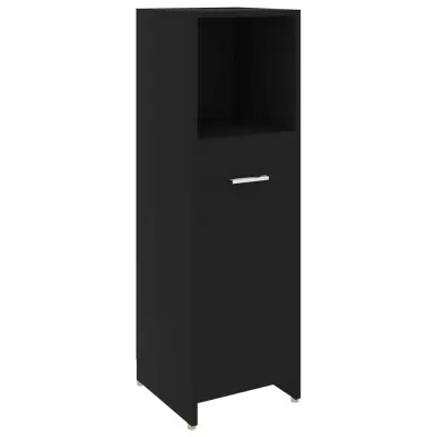 vidaXL Kopalniška omarica črna 30x30x95 cm iverna plošča