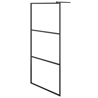 vidaXL Steklena pregrada za tuš s prozornim ESG steklom črna 80x195 cm