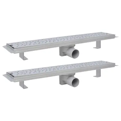 vidaXL Kanaleta za tuš 2 kosa mehurčki 630x140 mm nerjaveče jeklo