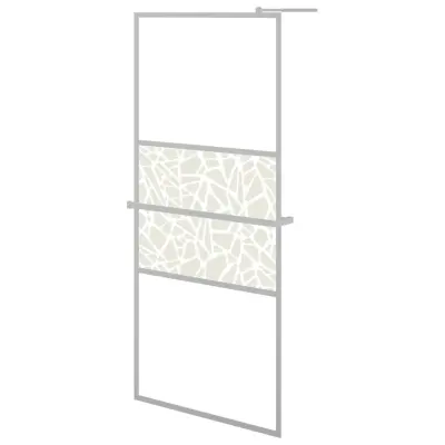 vidaXL Pregrada za tuš s polico krom 80x195 cm ESG steklo in aluminij