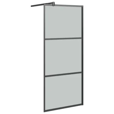 vidaXL Pregrada za tuš 90x195 cm temno ESG steklo črna