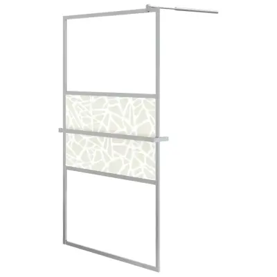 vidaXL Pregrada za tuš s polico krom 115x195 cm ESG steklo in aluminij