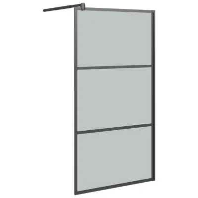 vidaXL Pregrada za tuš 115x195 cm temno ESG steklo črna