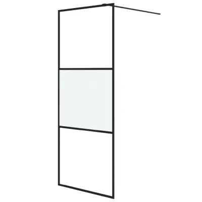 vidaXL Pregrada za tuš črna 80x195 cm delno motno ESG steklo