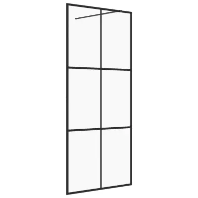 vidaXL Pregrada za tuš s prozornim ESG steklom 80x195 cm črna