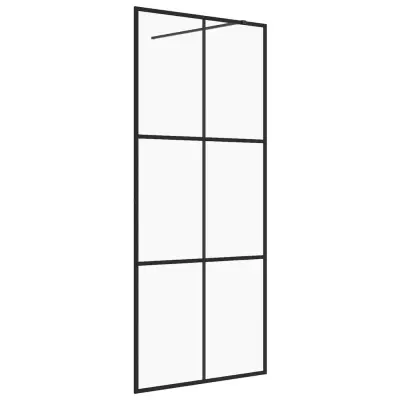 vidaXL Pregrada za tuš s prozornim ESG steklom 90x195 cm črna