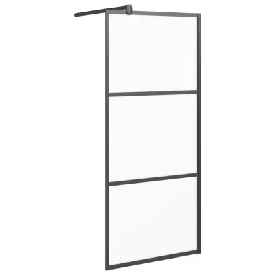vidaXL Pregrada za tuš 90x195 cm motno ESG steklo črna