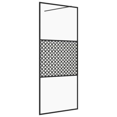 vidaXL Pregrada za tuš s prozornim ESG steklom 90x195 cm črna