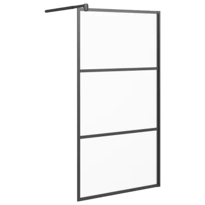 vidaXL Pregrada za tuš 100x195 cm motno ESG steklo črna