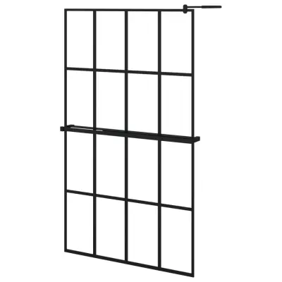 vidaXL Pregrada za tuš s polico črna 118x190 cm ESG steklo in aluminij