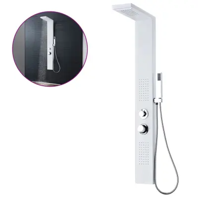 vidaXL Panel za tuš aluminij mat bele barve