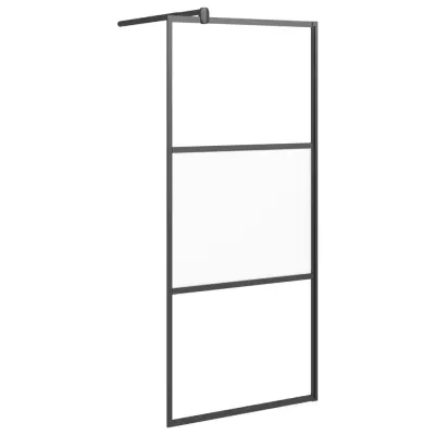 vidaXL Pregrada za tuš 80x195 cm delno motno ESG steklo črna