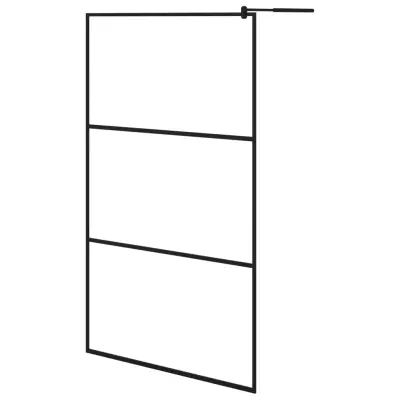 vidaXL Steklena pregrada za tuš s prozornim ESG steklom črna 115x195cm