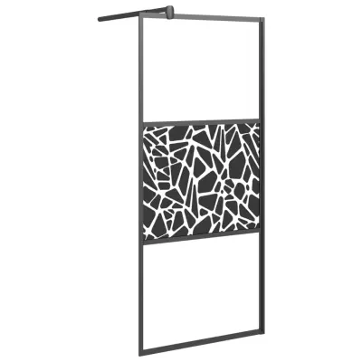 vidaXL Pregrada za tuš 80x195 cm ESG steklo s kamnitim dizajnom črna