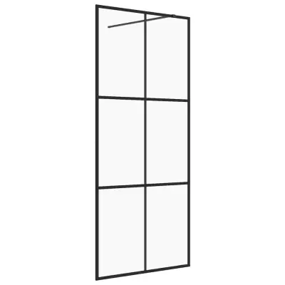 vidaXL Pregrada za tuš s prozornim ESG steklom 115x195 cm črna