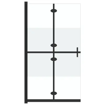vidaXL Zložljiva pregrada za tuš delno mlečno ESG steklo 120x190 cm
