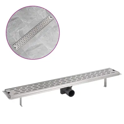 vidaXL Kanaleta za Tuš Črtice 830x140 mm Nerjaveče Jeklo