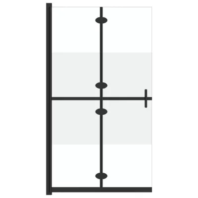 vidaXL Zložljiva pregrada za tuš delno mlečno ESG steklo 110x190 cm