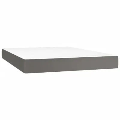 vidaXL Vzmetnica z žepkasto vzmetjo siva 140x200x20 cm umetno usnje