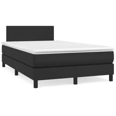vidaXL Box spring postelja z vzmetnico črna 120x200 cm umetno usnje