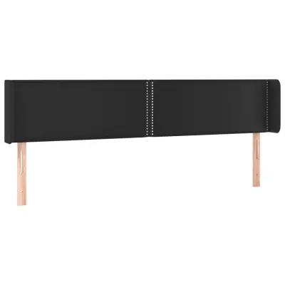 vidaXL Vzglavje z ušesi črno 203x16x78/88 cm umetno usnje